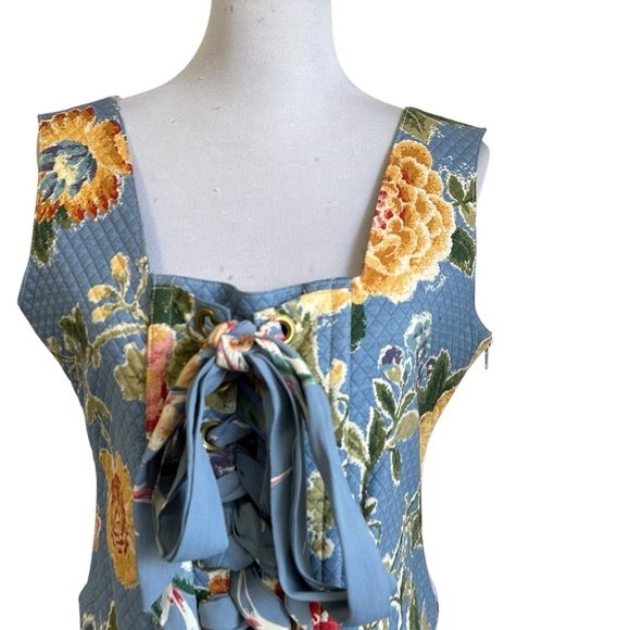 My Boyfriend's Back Womens Floral Quilted Bustier Corset Top SZ Large Blue USA - Picture 3 of 9